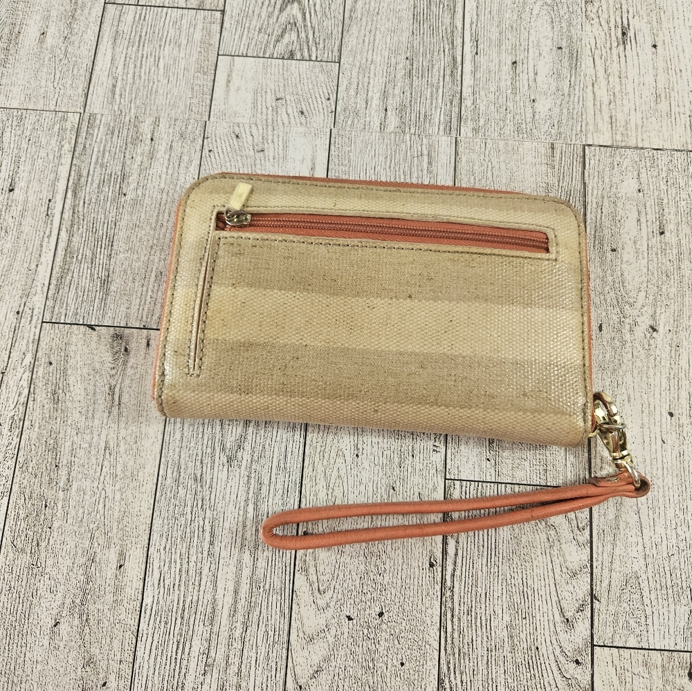 Fossil Tan Stripe Large Long Wallet Snap Full Zip… - image 2